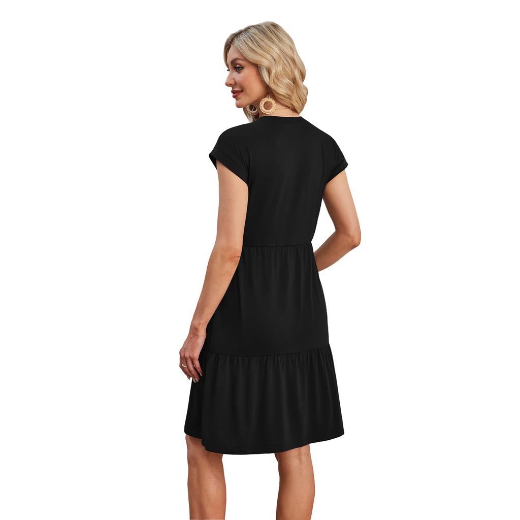 Women's Casual Minimalist Beach Resort Short-Sleeve Dress