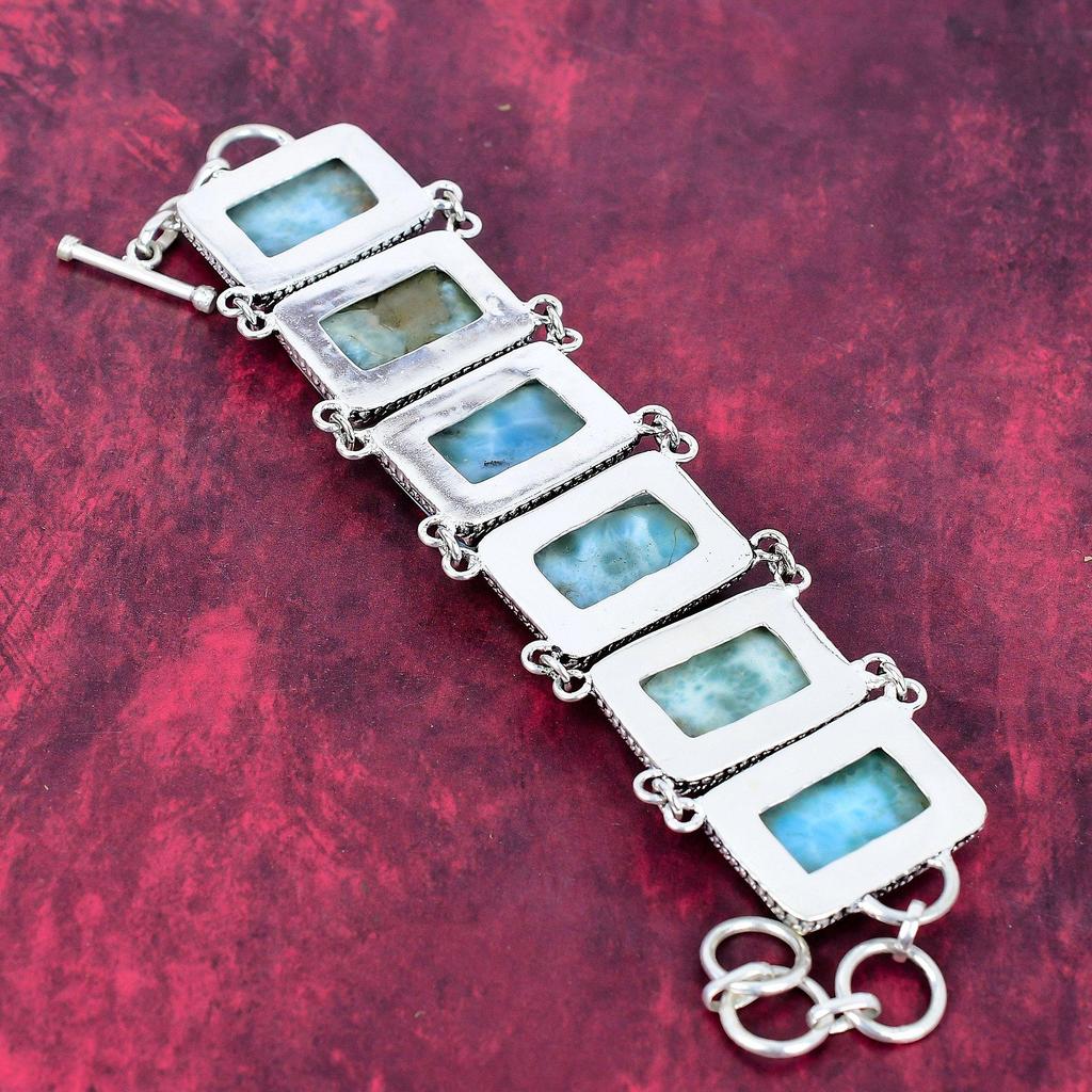 Brățară Larimar Bijuterii cu Pietre Prețioase, Brățară Handmade din Argint Sterling 925 Masiv, Bijuterii cu Design de Ultima Oră