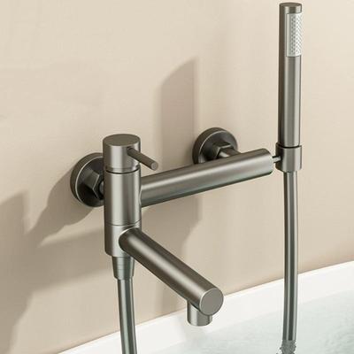 Robinet de baignoire et douche avec bec pivotant et douchette à main, mitigeur mural en laiton pour eau chaude et froide