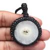 Silver Solar Drusy Gemstone Gift For Friend's Macrame Jewelry Pendant