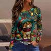 Womens's Fashion Casual Halloween Print V-neck Mid Length Pocket 3/4 Sleeve Top