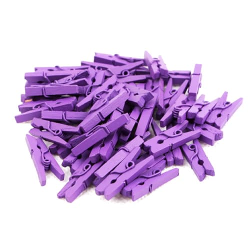 

50pcs Mini Colored Clips, Wooden Pegs, Colorful Photo Paper Clips, Craft Practical Clothespins, DIY Household Clamps, Purple