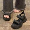 Thick-soled Heightening Casual Sandals Women's Summer 2025 New Versatile Muffin Shoes Sports Velcro Beach Sandals