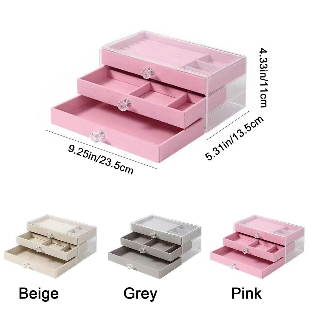 Dustproof Flannel Jewelry Storage Box Stackable Drawer Jewelry Box  for Home