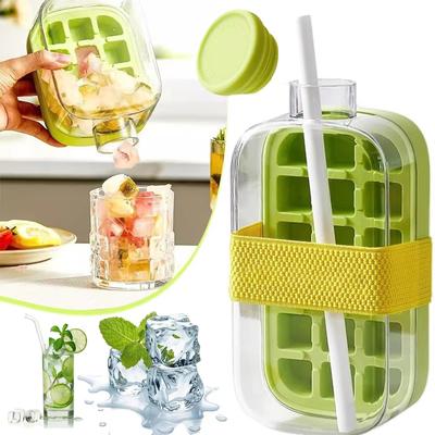 One-click Ice Mold Cooler Cup Ice Cream Machine Ice Maker No Need To Open The Lid Lce Making Cup Outdoor Straw Fitness Cup