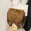 Women's velvet shoulder bag saddle soft shoulder bag with strap zippered inner pocket monochromatic nylon high quality fashion