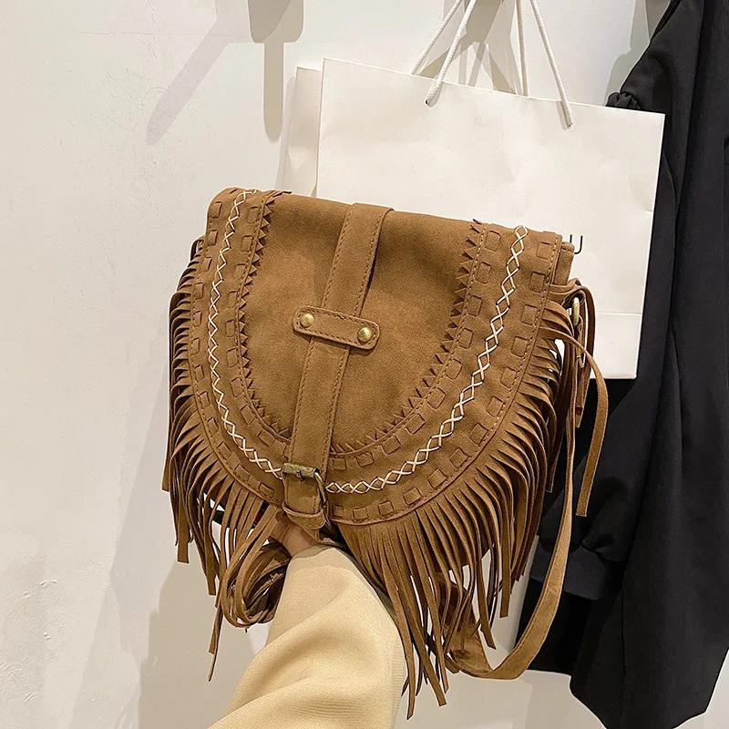 Women's velvet shoulder bag saddle soft shoulder bag with strap zippered inner pocket monochromatic nylon high quality fashion