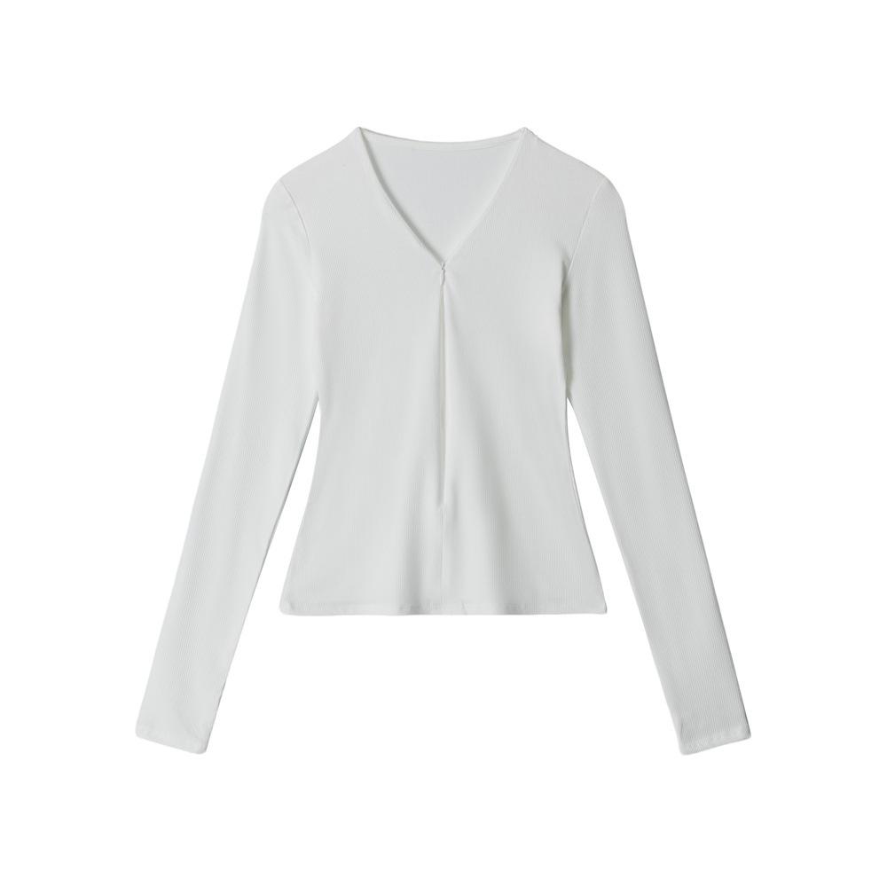 HeyHenry Women s V-Neck Slimming Long-Sleeve Base Shirt for Autumn/Winter Medium белый