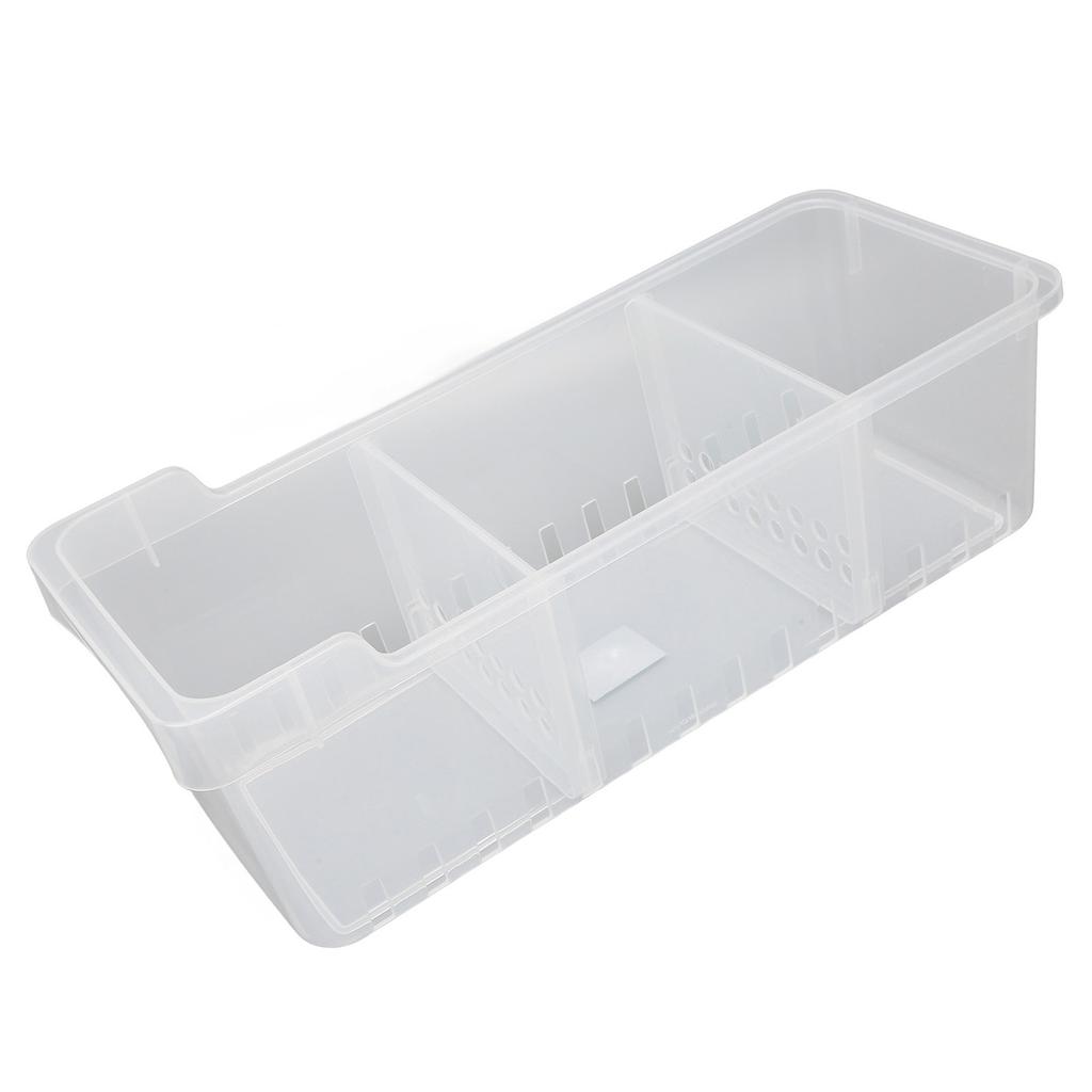 Refrigerator Organizer Bin Clear Storage Bin with 2 Divided Compartments for Kitchen Cabinet OfficeS: 40x16x14.1cm