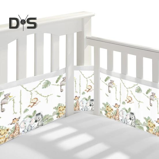 Breathable Mesh Crib Liner with Double-Sided Straps Baby Crib Safety Mesh Barrier Easy Installation Limb Protection Crib Bumper