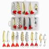 Set de 10 Bucăți Aur și Argintiu Metal Jig Lingură Spinner Atrăgător Pescuit Wobbler Momeală Set Cu Cutie Accesorii Pescuit Kit Pentru Pescuit