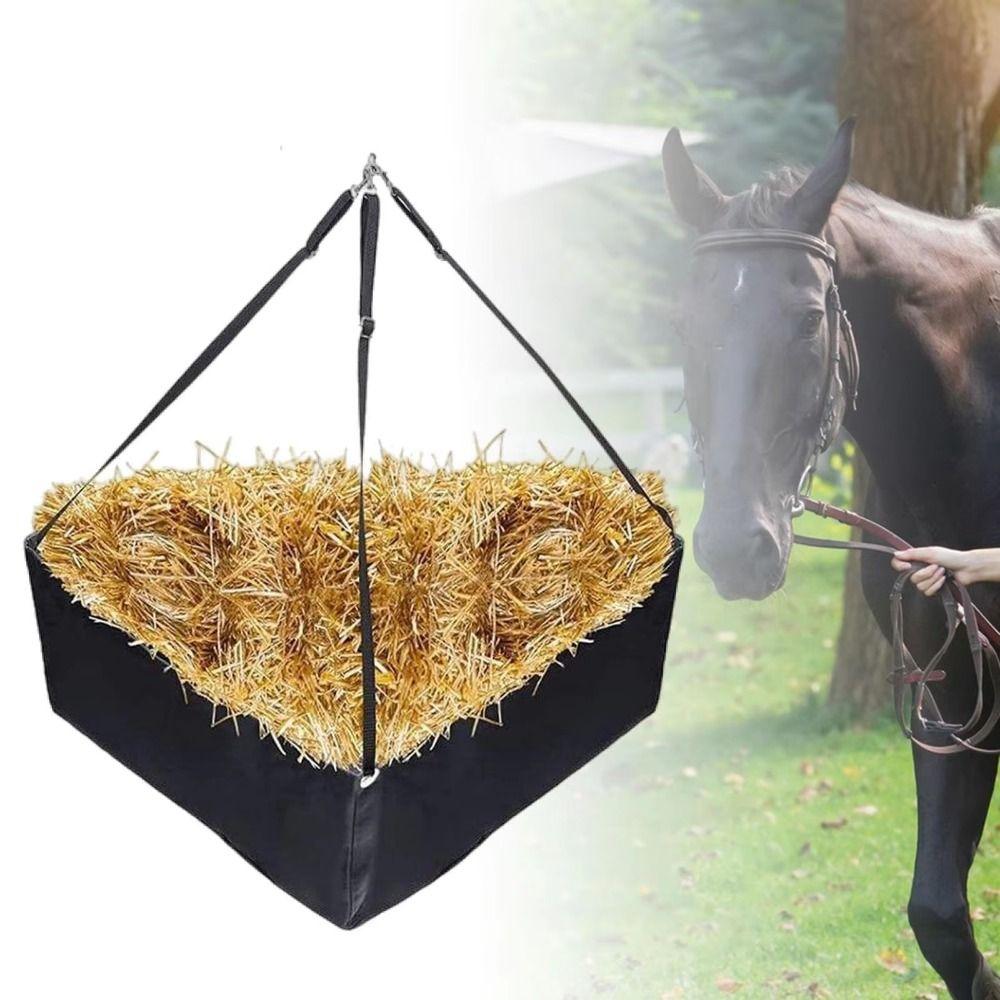

Hanging Hole Horse Corner Feeder Mesh Bottom Straw Storage Container Slow feed Hay Bag Cows