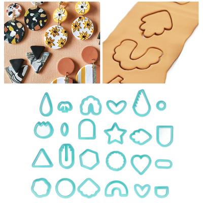 24pcs Various Shapes Clay Earring Cutters Green Polymer Clay Molds Boho Clay Cutters  DIY Hand Made