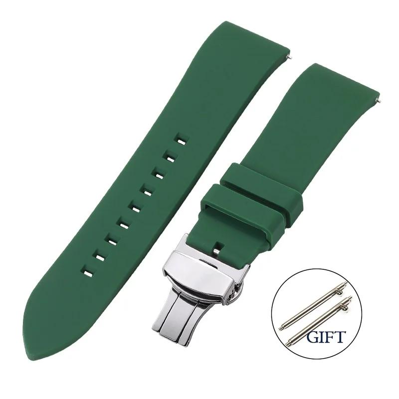 Quick Relase Silicone Rubber Watch Strap 18mm 19mm 20mm 22mm 24mm Sports Watchband Butterfly Clasp Watch Strap Black Brown Red