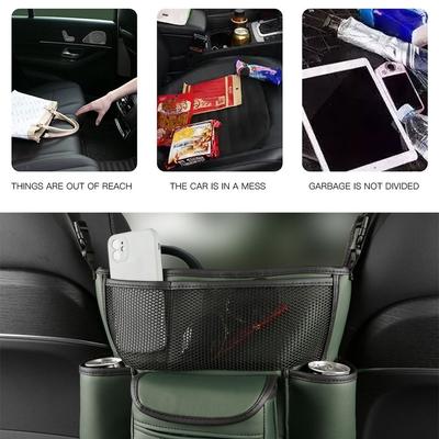 Auto-Aufbewahrungstasche, Mittelkonsolen-Aufbewahrungsorganisator, Vordersitz, Lederbarriere, Handtaschenhalter, groß