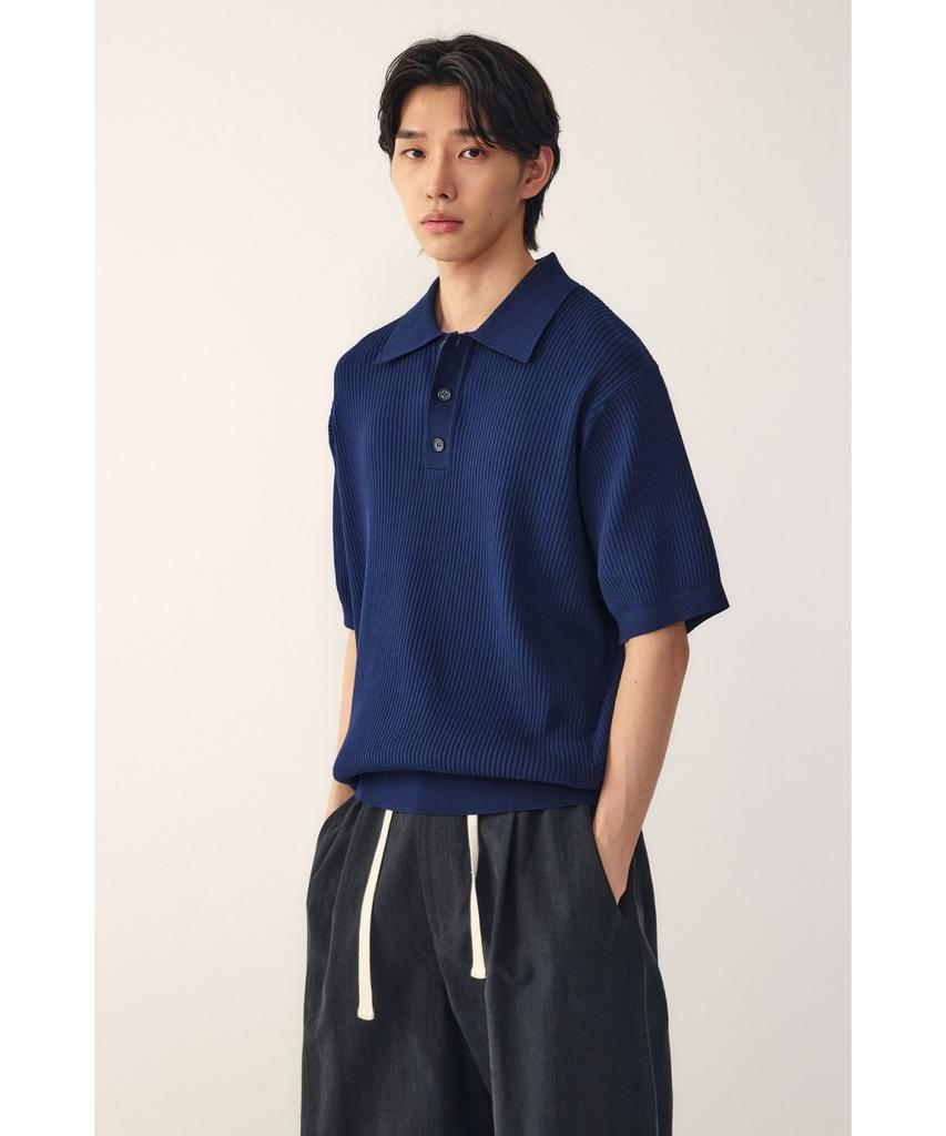 STUDIO TOMBOY [Men] Ribbed Collared Knit_Navy 9156252213