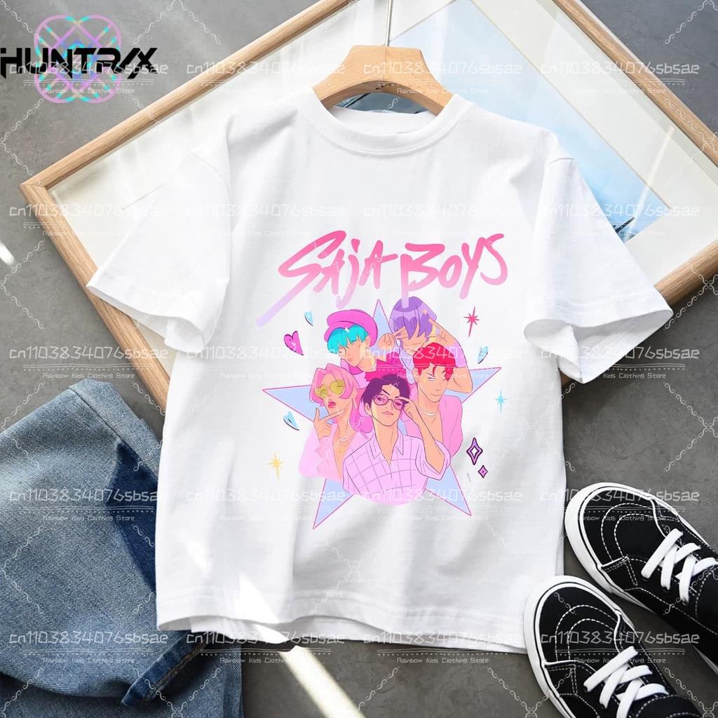 Tricouri Kpop Desene Animate Drăguțe Demon Hunters Huntrix Vară Băieți Fete Mânecă Scurtă Topuri cu Gât Rotund Anime Kpop Demon Hunters Tricou