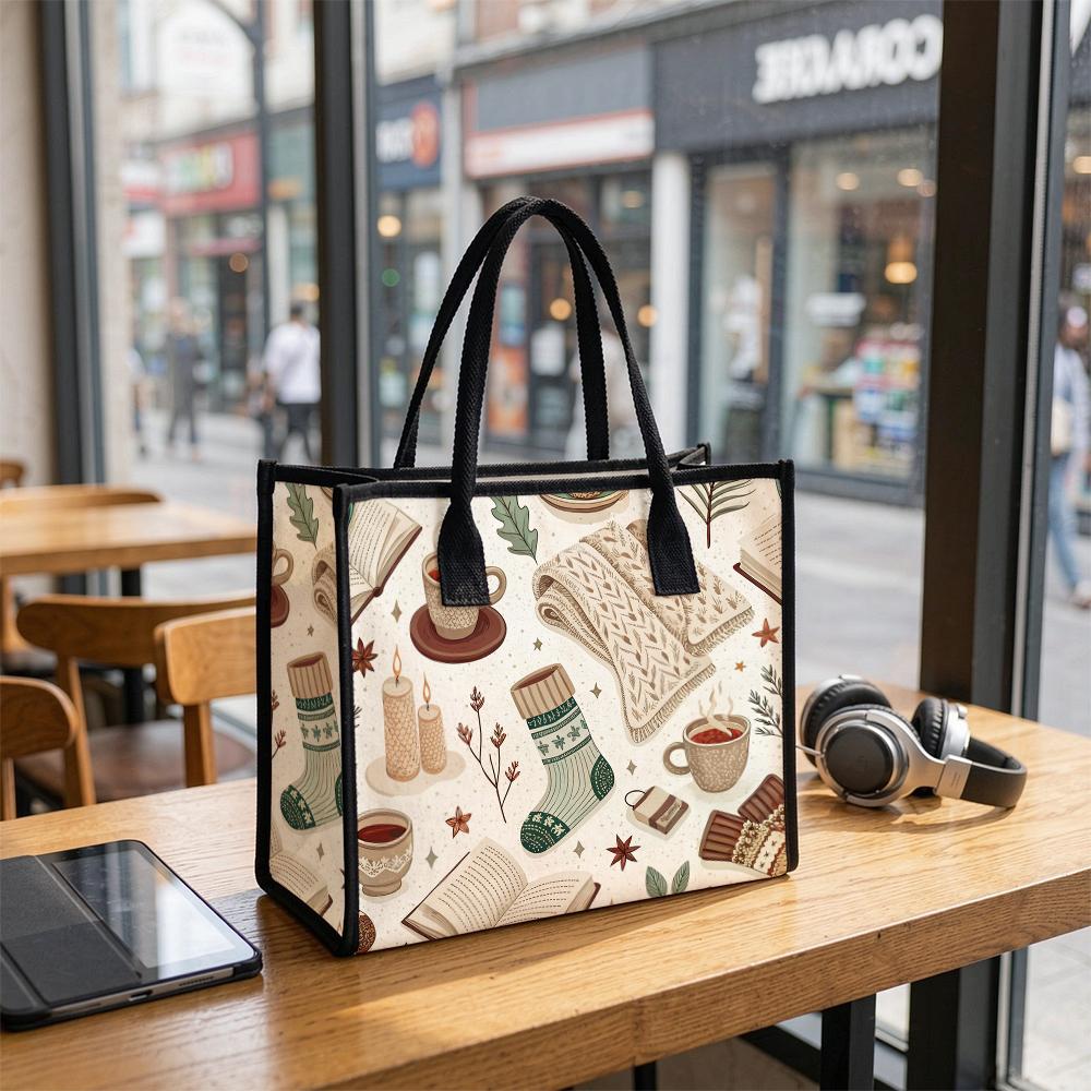 Cozy Winter Pattern Tote Bag Casual Daily Lightweight Handbag