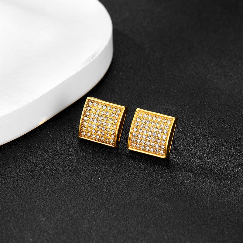 Trendy Chinese Style Alloy Rhinestone Hip Hop Earrings золотой