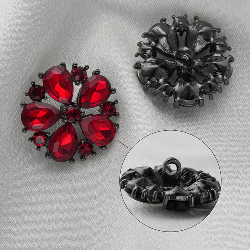 Designer Rhinestone Flower Buttons Hollow 3Pcs 15mm 21mm 25mm DIY Craft Accessories For Home Sewing Projects