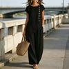 Women's Summer Casual 2 Piece Sets, Buttons Short Sleeve Top And Wide Leg Pants Matching Sets, Asymmetrical Hem Vacation Lounge Outfits