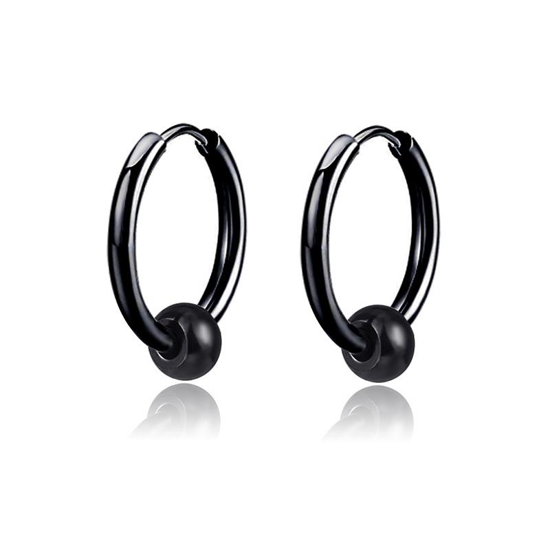 1 pair Punk Multiple Styles Fashion Black Color Stainless Steel Simple Earrings for Women And Men Punk Zircon Gifts