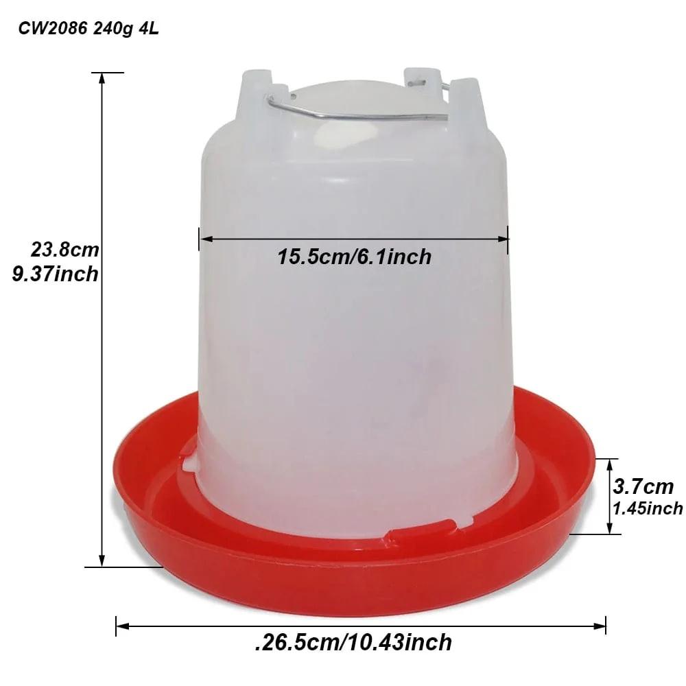 4L Chicken Coop Water Dispenser Thickened Chicken Auotmatic Waterer Dispenser Drinker Poultry Plastic Drinking Bucket Livestock