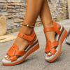 Sandales Compensées Femmes Décontractées à Talon Moyen 2026 Été Sandales de Luxe à Décoration Cristal pour Femmes Grande Taille Chaussures à Bride Arrière Dames