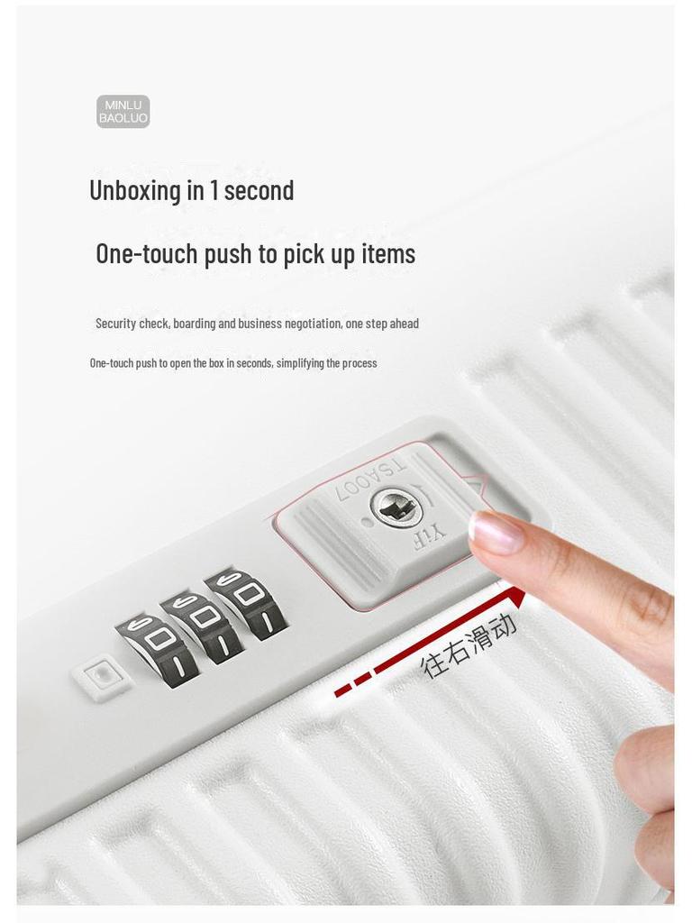 18-Inch Multifunctional Front-Opening Aluminum Frame Suitcase with Charging Capability for Women