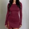 Women's Fashion Casual Button Cardigan Cotton And Linen Solid Color Dress With Pockets