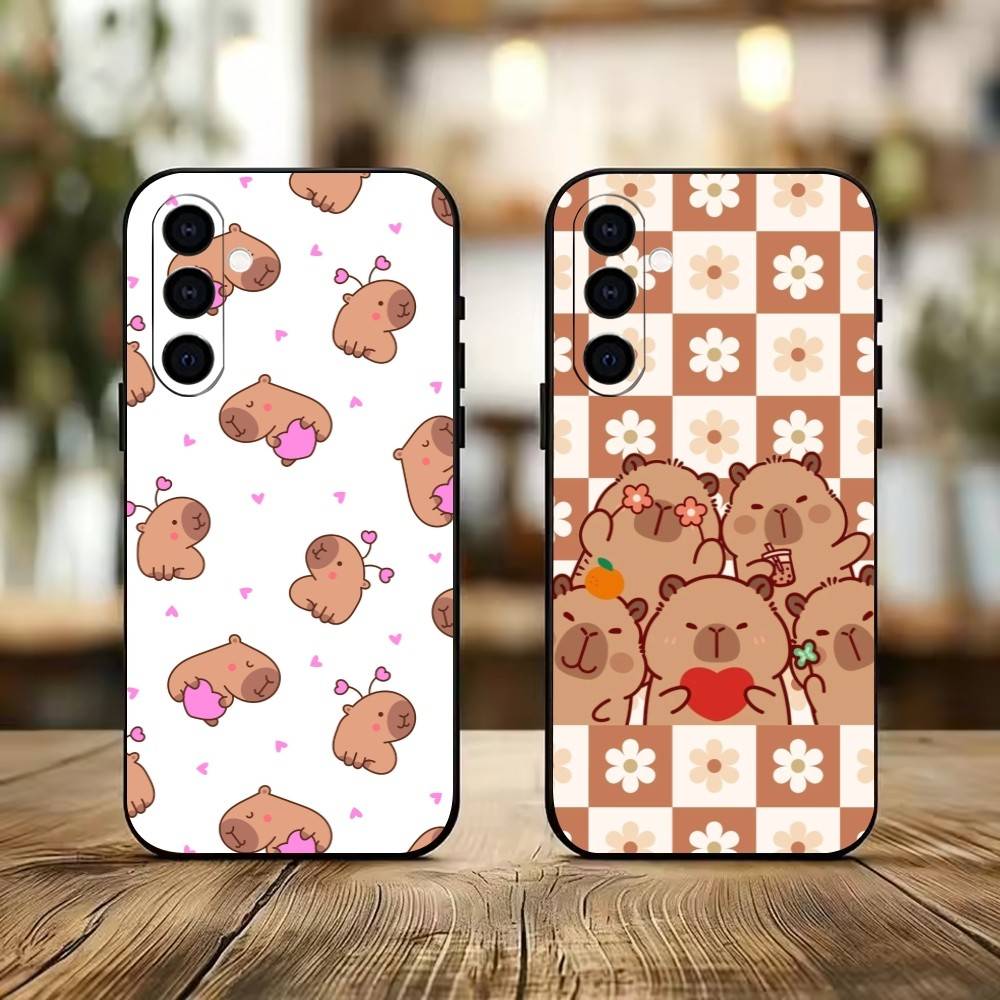 Cute K-Kawaii Capybara Phone Case Black Silicone Soft For Samsung Galaxy A73,A72,A71,A70,A53,A52,A51