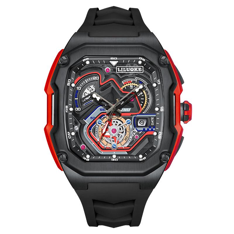 SVJ Men s High-End 3D Skeleton Luminous Waterproof Quartz Sport Watch