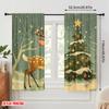 2pcs,2D Plane Printing Popular Curtain Panels Cute Reindeer Christmas Tree Snow (3) Durable Polyester (without Rod) Room Decor