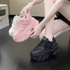 Fashion White Chunky Sneakers Women New 2024 Autumn Hidden Heel Platform Sports Dad Shoes Woman Lace Up Breathable Mesh Casual Shoes 8CM