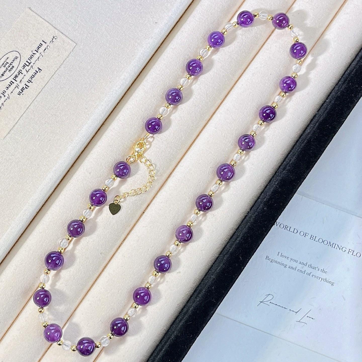 High Quality Natural White Crystal Amethyst Design Clavicle Chain Necklace