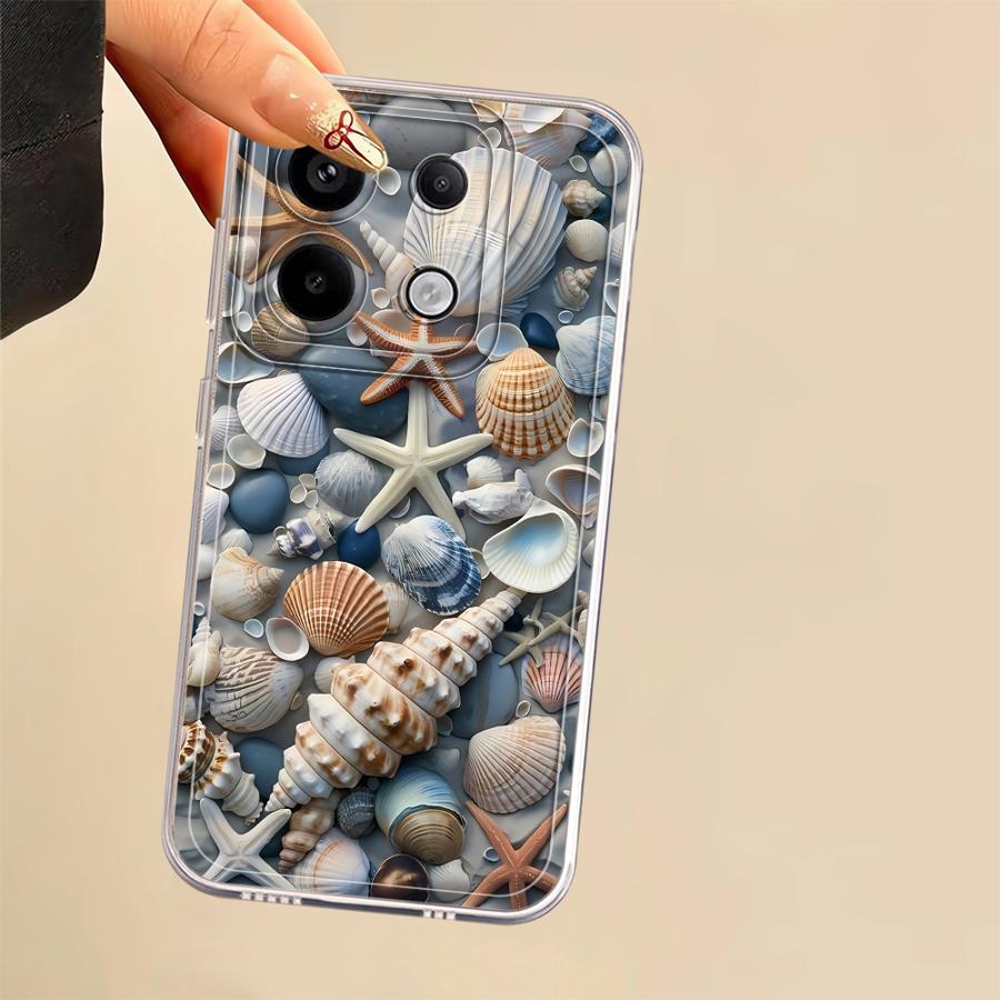 Kryt na telefon pro Xiaomi Redmi A1 A2+ A5 9A 9C 14C 13C A3x 12C 10C Průhledný kryt Podmořské plážové mušle