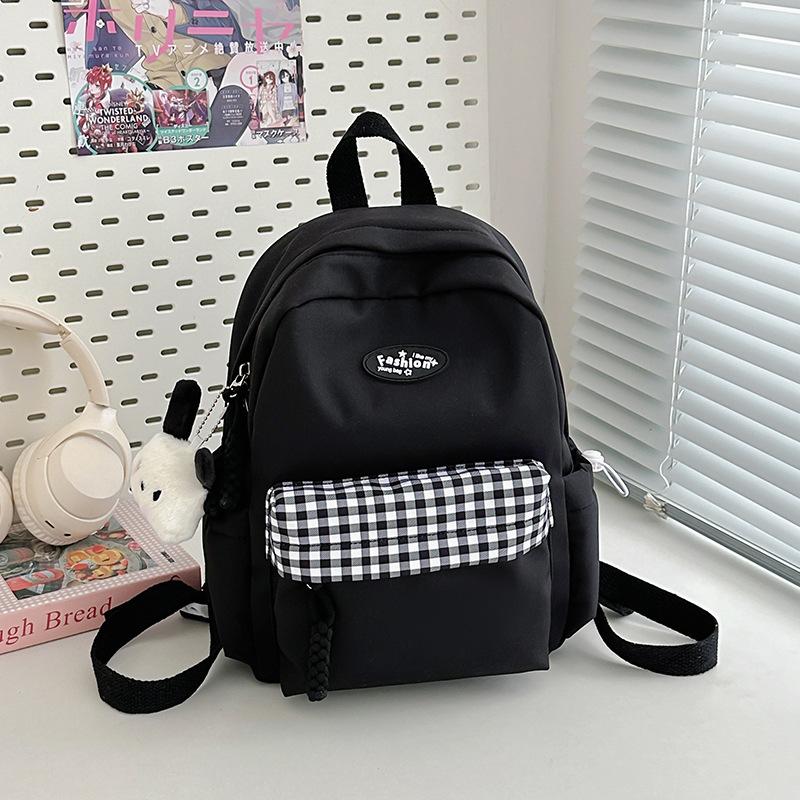 Fresh and Sweet Candy-colored Plaid Backpack for Junior High School Students, Casual and Light Shopping Backpack.