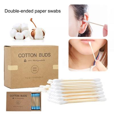 1 Box Cotton Swab No Design Soft Disposable Double Head Lint Loss Cleaning Colorful Round