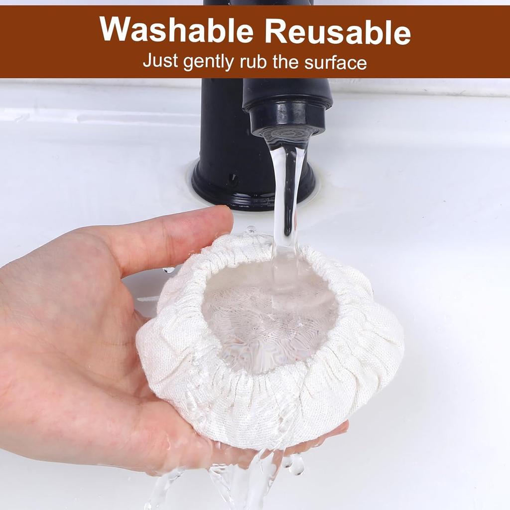 5Pcs Sourdough Jar Cover, Reble Sourdough Starter Jars Covers Linen Elastic Cloth Breathable Jar Topper Lid Fermentation Container Tops for Kombucha