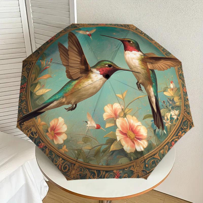 

1pc Hummingbird Garden Artwork Umbrella with Plastic Handle,Suitable for All Seasons Home Travel Outdoor UmbrellaDD504