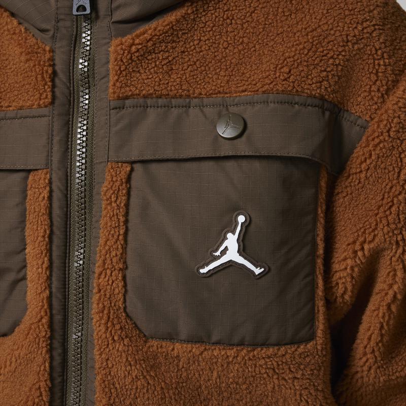 Jordan Fashionable Faux Shearling Hooded Jacket Kids Jackets Desert-Copper HQ7968-228
