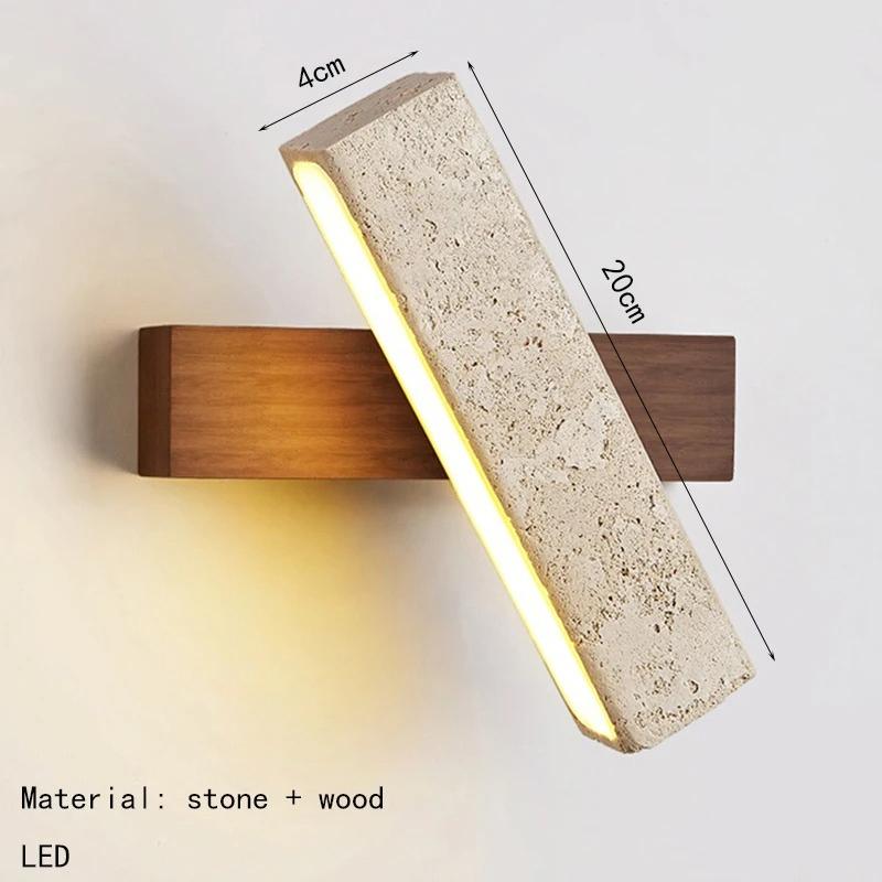 

Natural yellow cave stone LED wall lamp solid wood artistic atmosphere background wall lamp Nordic creative room decoration White light&110-220V