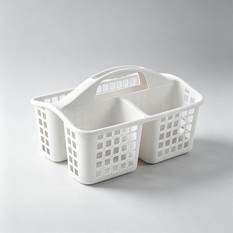 Plastic  Basket Portable Divided Cleaning Supply Storage Organizer With Handle For Dormitory Kitchen Bathroom