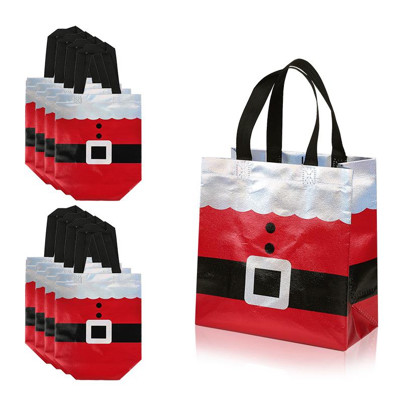 12-24 Stück Weihnachtsgeschenktasche Weihnachtsmann Vlies Tragetasche mit Griff Weihnachtsdekoration für Zuhause Neujahr Kinder Geschenkverpackung