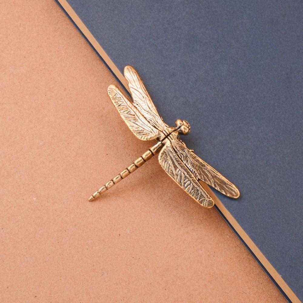 Elegant Miniature Dragonfly Statue Copper Dragonfly Ornament  Home Office Decor