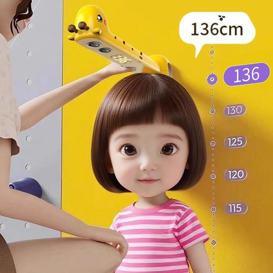 Kids Digital Height Measuring Device Cartoon Giraffe Cordless Height Stadiometer Portable Accurate Smart Children Adults Height Measurement Scale Tool