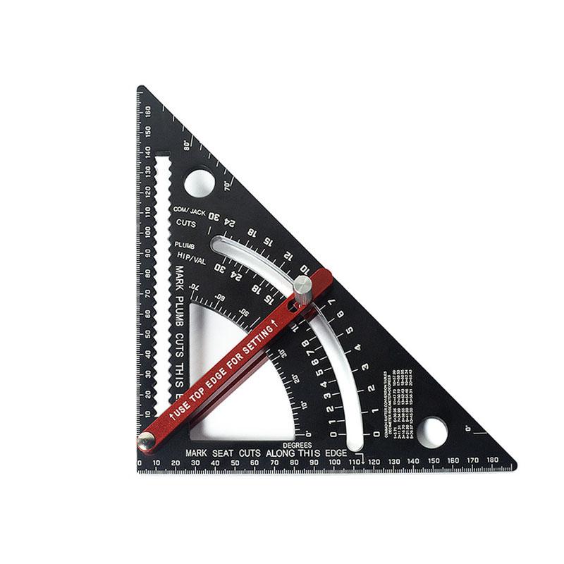 7.5-Inch Aluminum Alloy Triangle Ruler with 45°/90° Protractor - Precision Woodworking Tool (Durable, Dual-Scale)