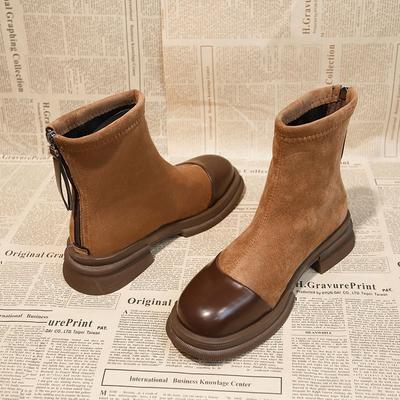 Martin Boots Children's Autumn New Thick Heel Thin Boots Ankle Boots Brown Flat Boots