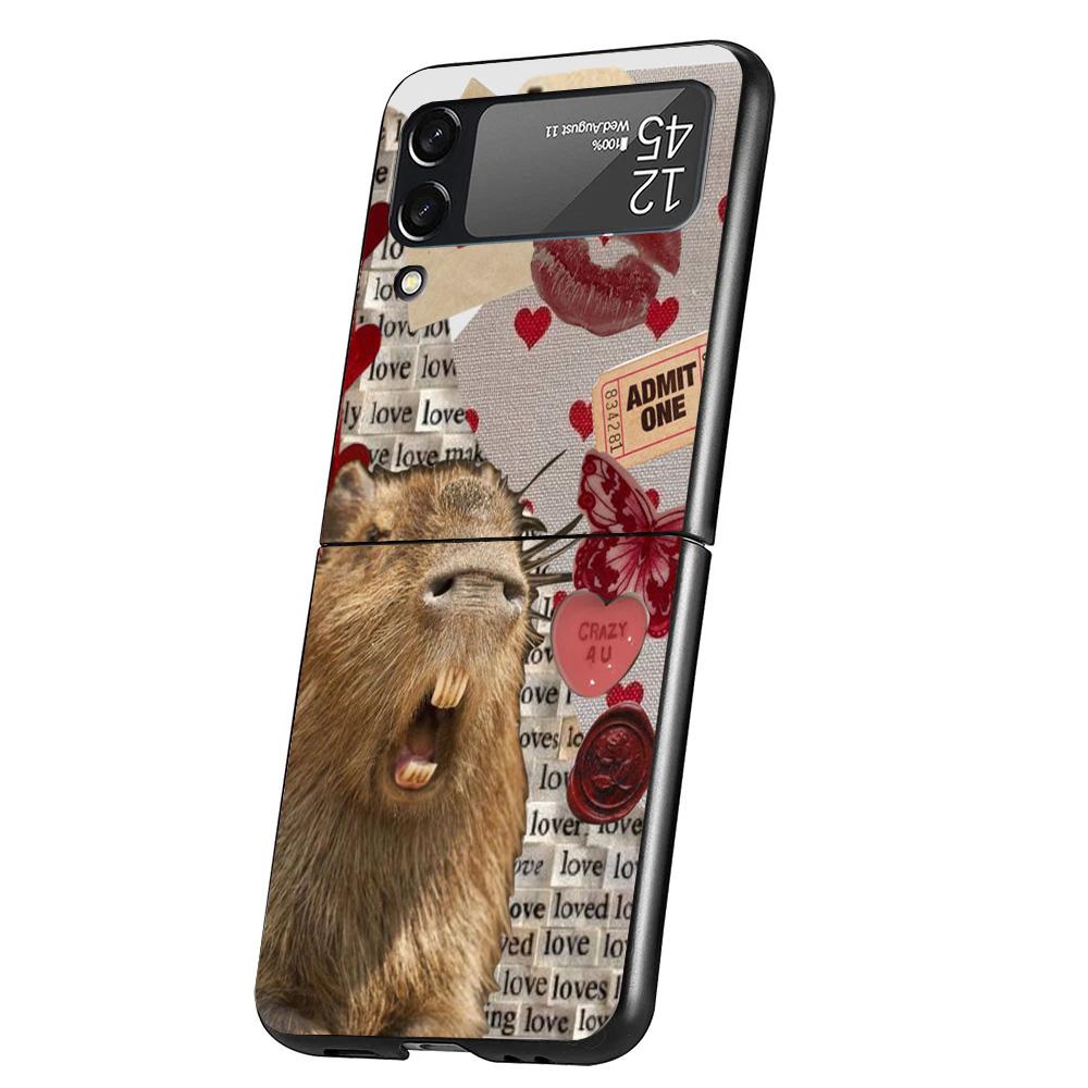 

Funny Capybara Case Phone Cover for Samsung Galaxy Z Flip 7 6 5 4 3 5G ZFlip7 ZFlip6 ZFlip5 ZFlip4 ZFlip3 Black Fundas Galaxy Z Samsung Z Flip 6