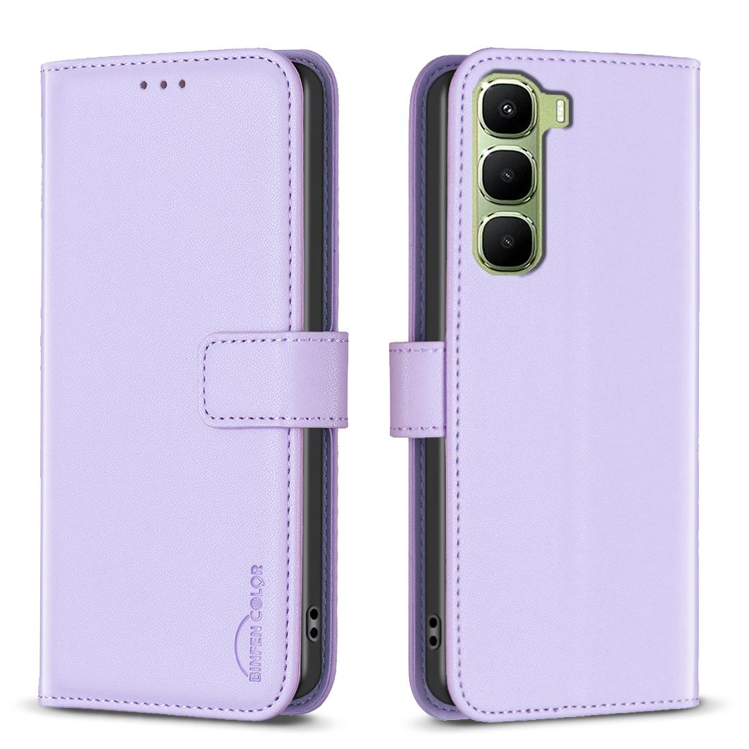 

For Infinix Hot 60 Pro+ 4G Phone Case BINFEN COLOR BF17 Wallet Folio Flip Leather Cover Purple